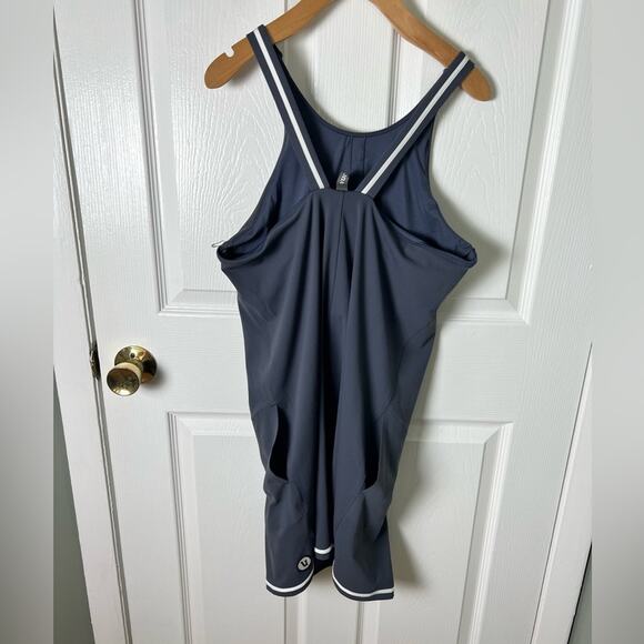 Vuori Grey White Stripe Stretch Volley Athletic Mini Tennis Dress XL Azure - Picture 7 of 9